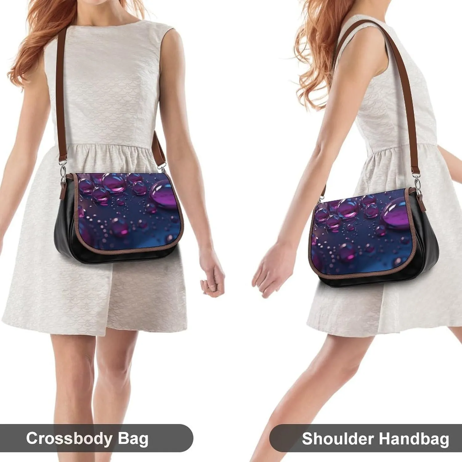 Peach Cat Pattern Crossbody Bags for Women Travel Shoulder Bag Small Leather Cross Body Handbags