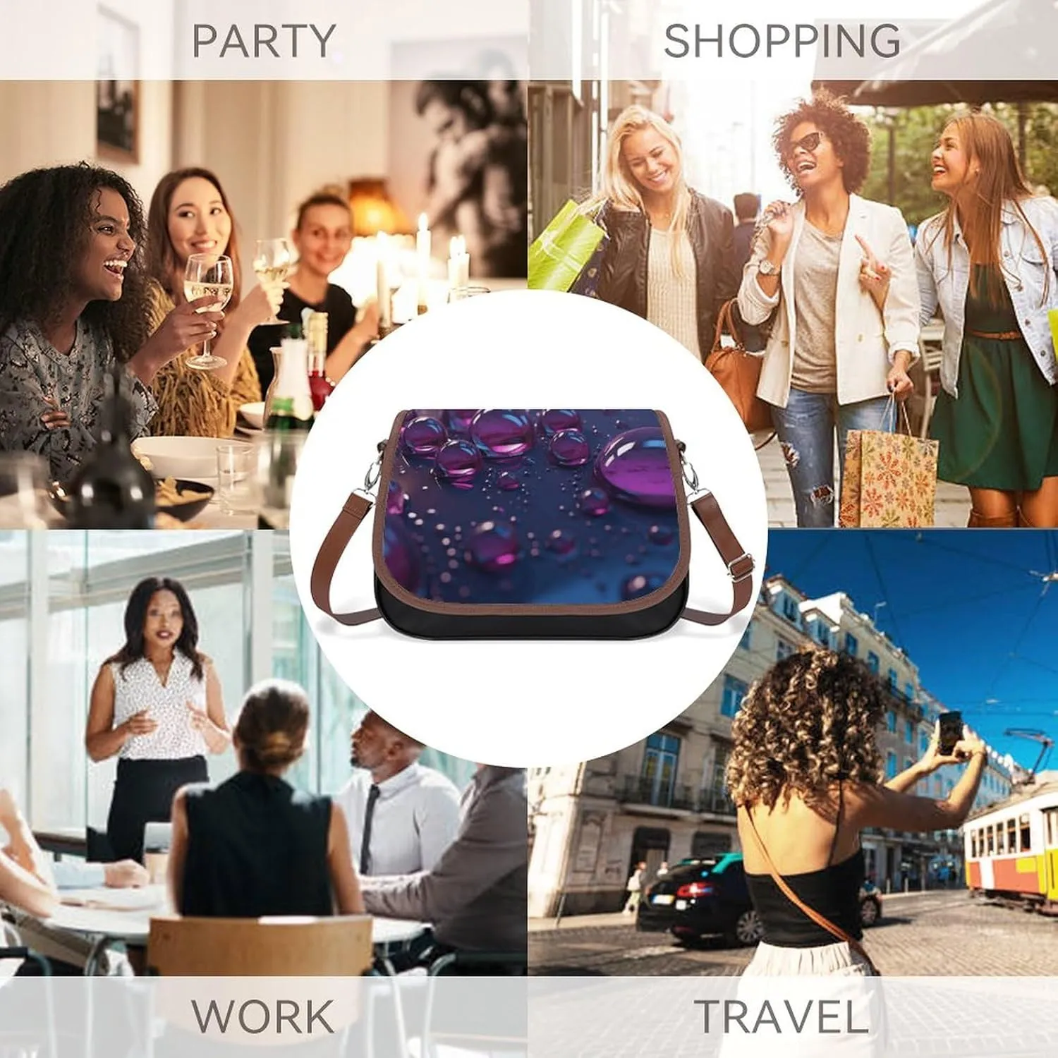 Peach Cat Pattern Crossbody Bags for Women Travel Shoulder Bag Small Leather Cross Body Handbags