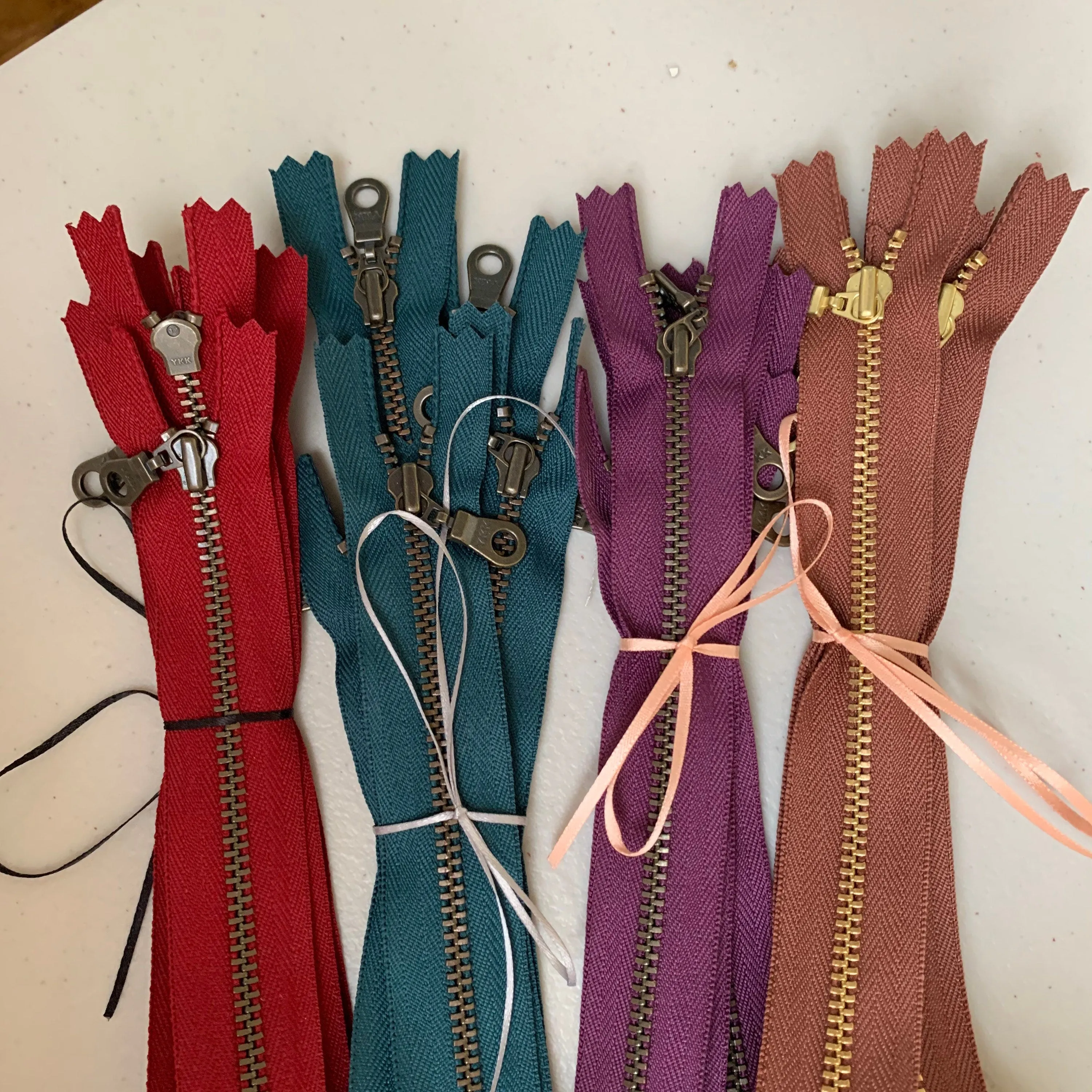 Pecan YKK metal gold zipper 5" to 22"