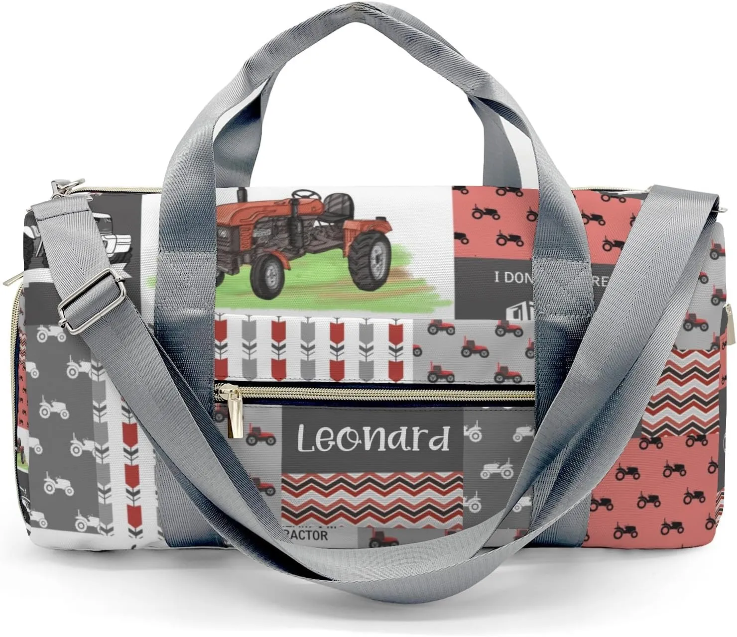 Personalized Name Duffel Bag Retro Farm Car Tractor Patchwork Ultimate Travel Bags: Your Companion for Every Adventure
