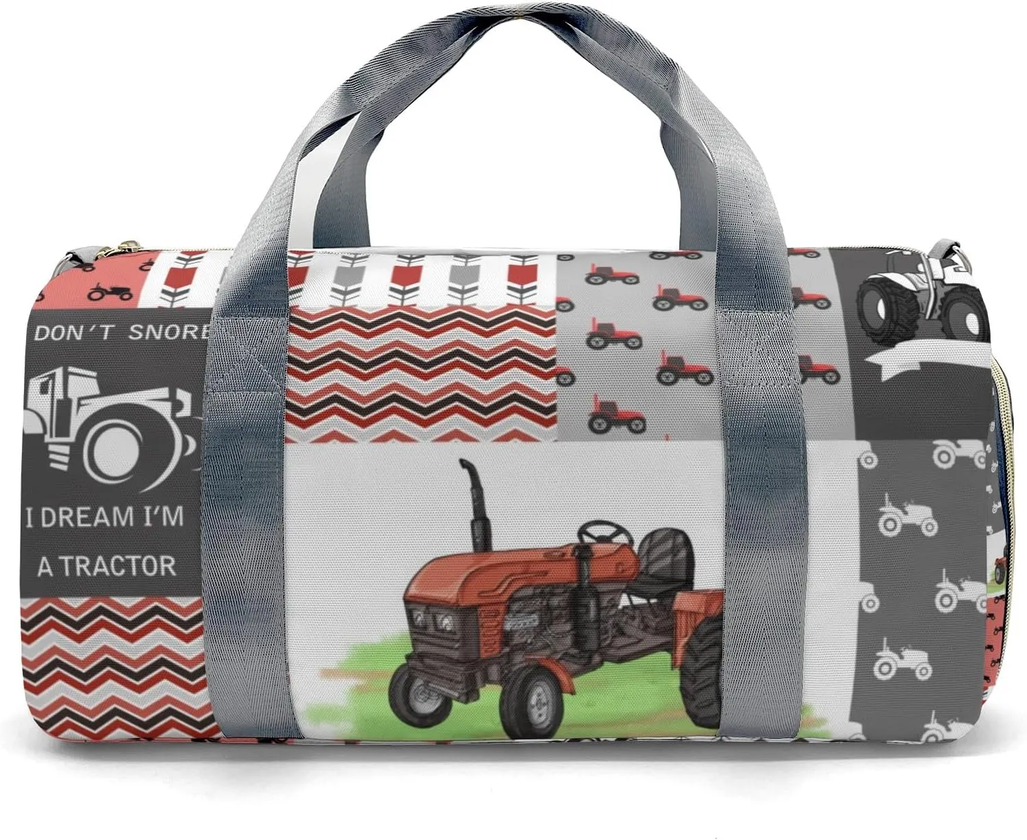 Personalized Name Duffel Bag Retro Farm Car Tractor Patchwork Ultimate Travel Bags: Your Companion for Every Adventure