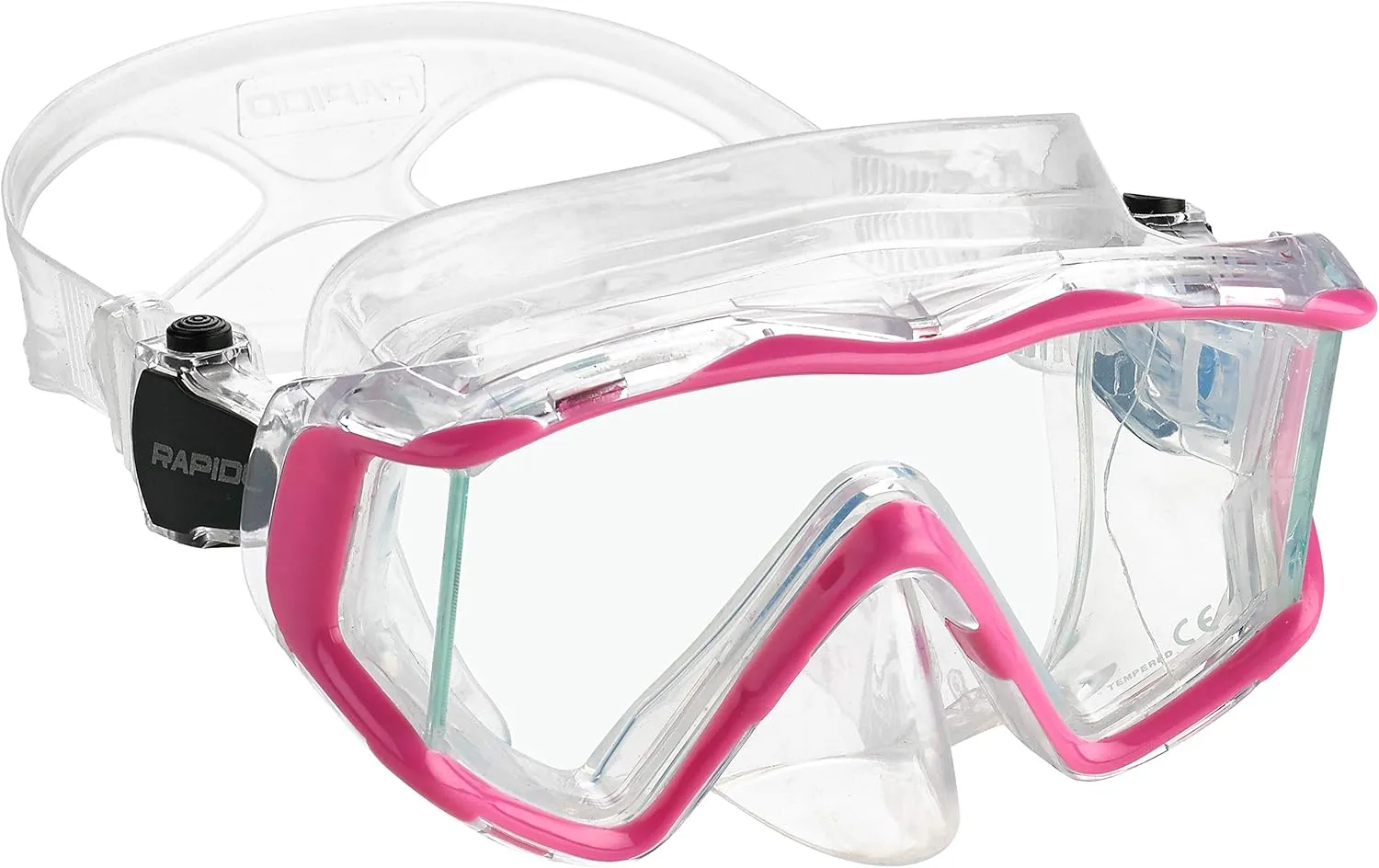Phantom Aquatics Rapido Boutique Collection Clareza Three Window Tempered Glass Lens Mask Fin Snorkel Set with Snorkeling Gear Carry Bag