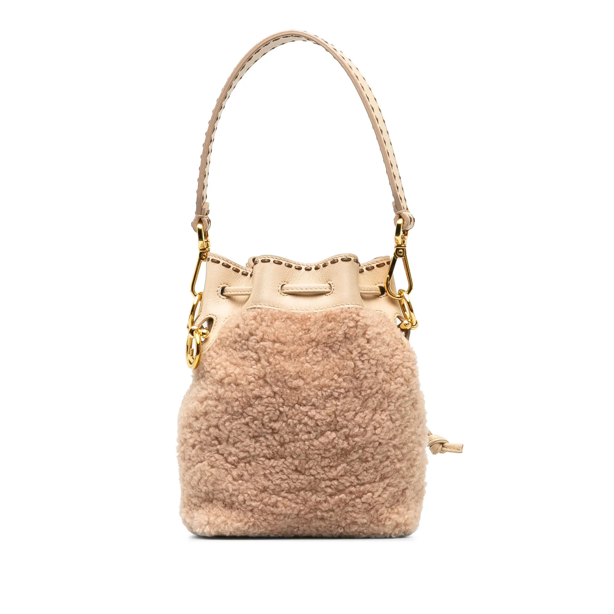 Pink Fendi Shearling Mini Mon Tresor Bucket Bag