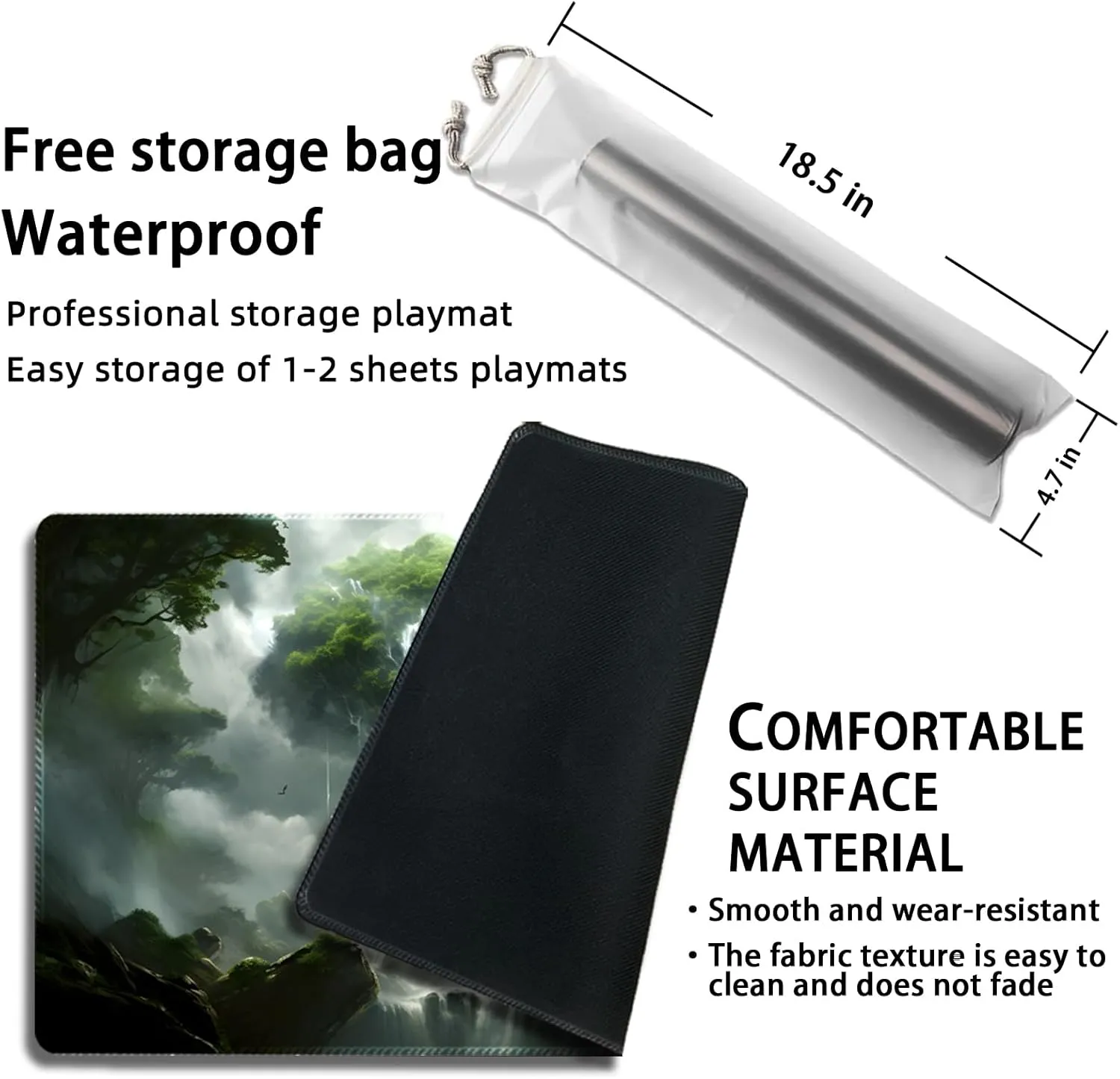 Playmat for MTG, with Free Storage Bags,Game Mat 24 x 14 inches, TCG and Board Game Mat for Cards,Mousepad Desk Mats (Tree 5-Regular)