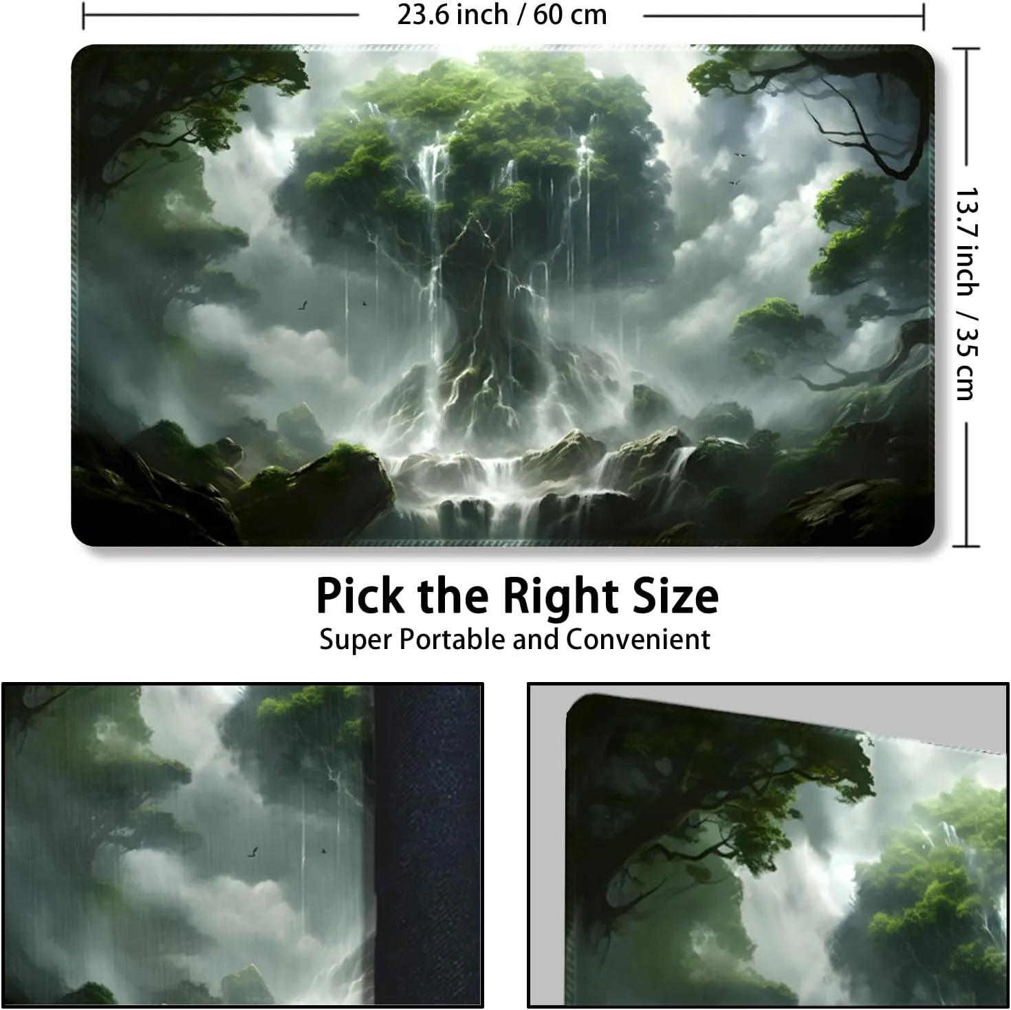 Playmat for MTG, with Free Storage Bags,Game Mat 24 x 14 inches, TCG and Board Game Mat for Cards,Mousepad Desk Mats (Tree 5-Regular)