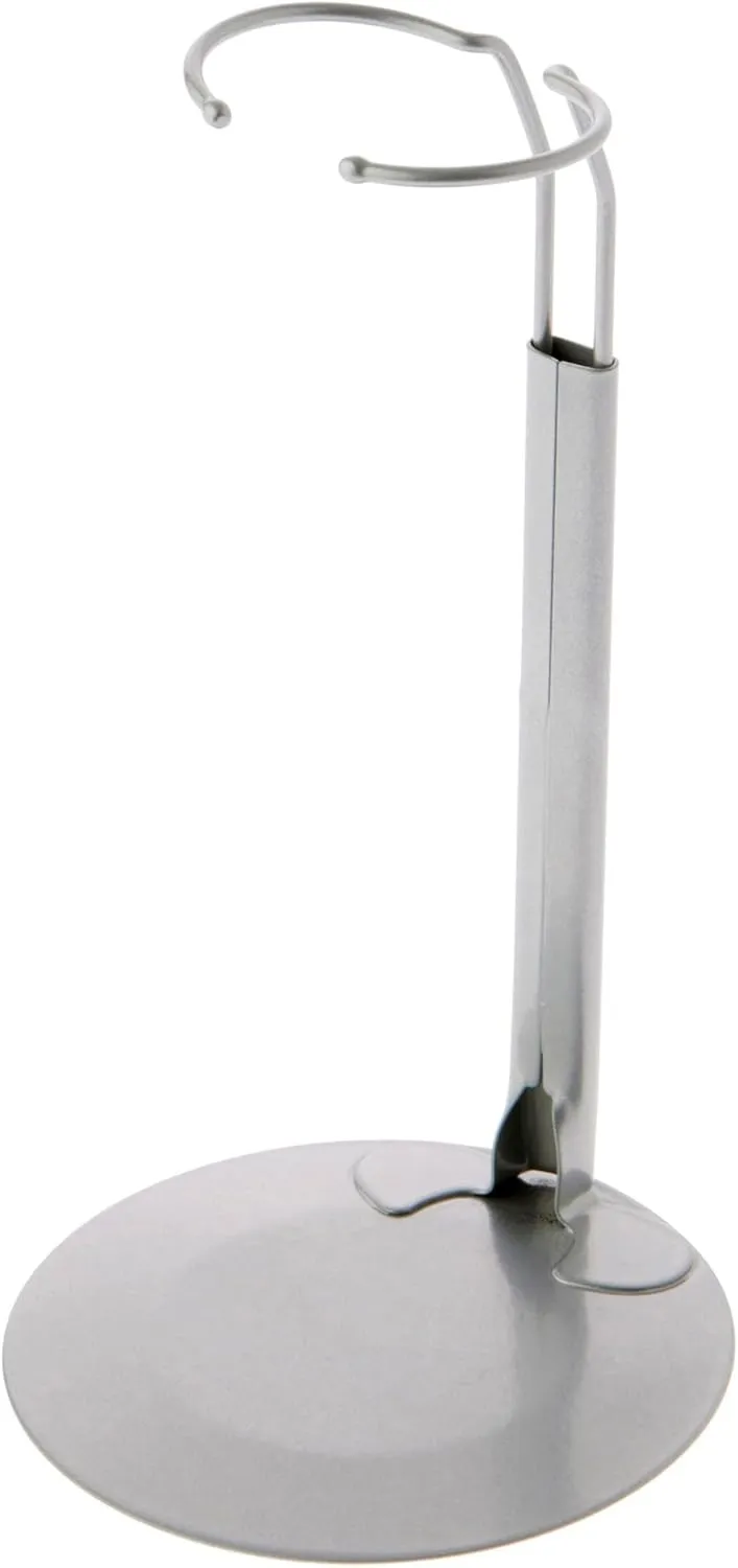Plymor DSP-70S Silver Adjustable Doll Stand, fits 12, 13, 14, 15, 16, and 17 inch Dolls or Action Figures, Waist is 2.25" - 2.75" Wide, 6" - 8" Around, Pack of 2