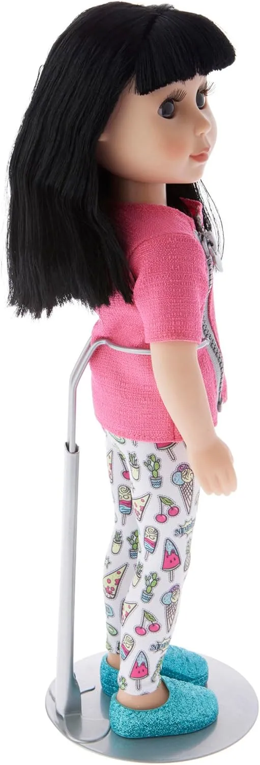 Plymor DSP-70S Silver Adjustable Doll Stand, fits 12, 13, 14, 15, 16, and 17 inch Dolls or Action Figures, Waist is 2.25" - 2.75" Wide, 6" - 8" Around, Pack of 2