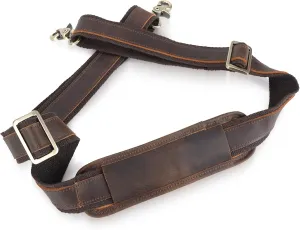 Polare Full Grain Leather Adjustable Replacement Shoulder Strap with Metal Hook for Briefcase Messenger Shoulder Duffel Bag