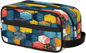 Polygon Hexagon Travel Toiletry Bag Wash Bag Portable Cosmetic Bag Toiletries Accessories Cosmetic Storage Bag Shower Shaving Bag Unisex Patchwork Marble