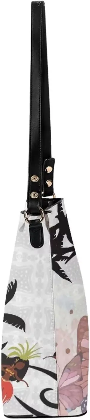 Polynesian Bucket Bags for Women Crossbody Bags Leather Tote Bag Summer Clutch Purses Hobo with 2 Detachable Straps