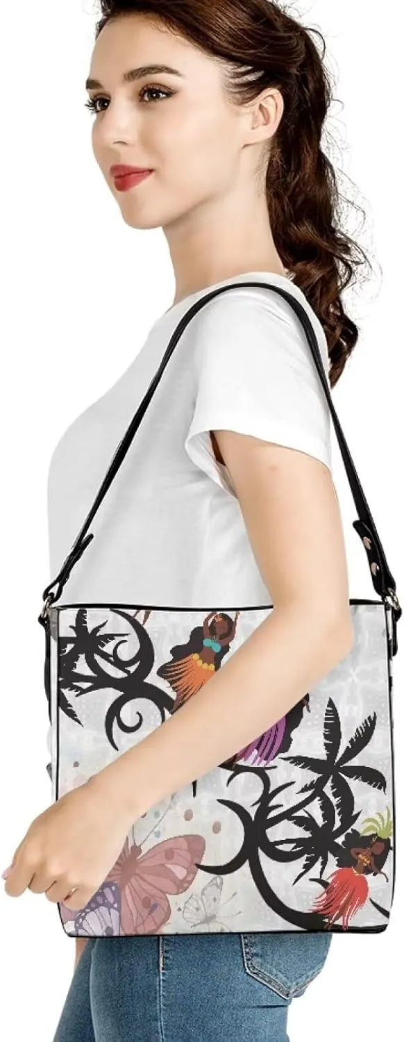 Polynesian Bucket Bags for Women Crossbody Bags Leather Tote Bag Summer Clutch Purses Hobo with 2 Detachable Straps