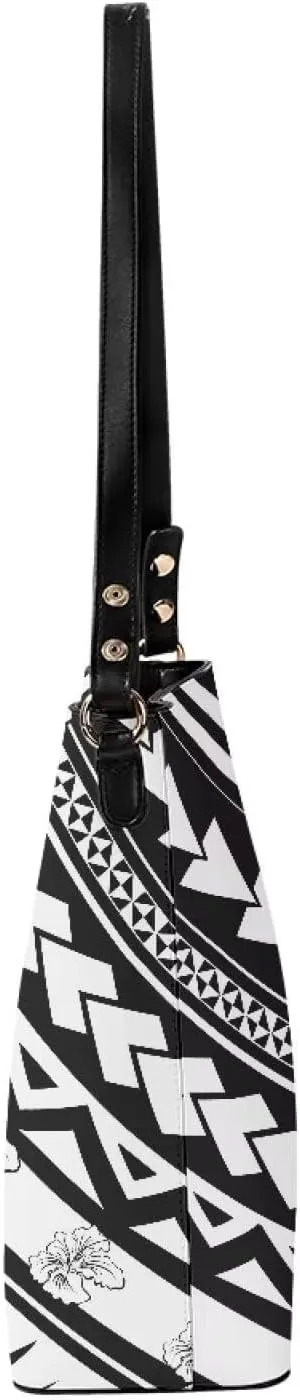 Polynesian Bucket Bags For Women Crossbody Bags PU Leather Tote Bag Summer Purses with 2 Detachable Straps Handbags