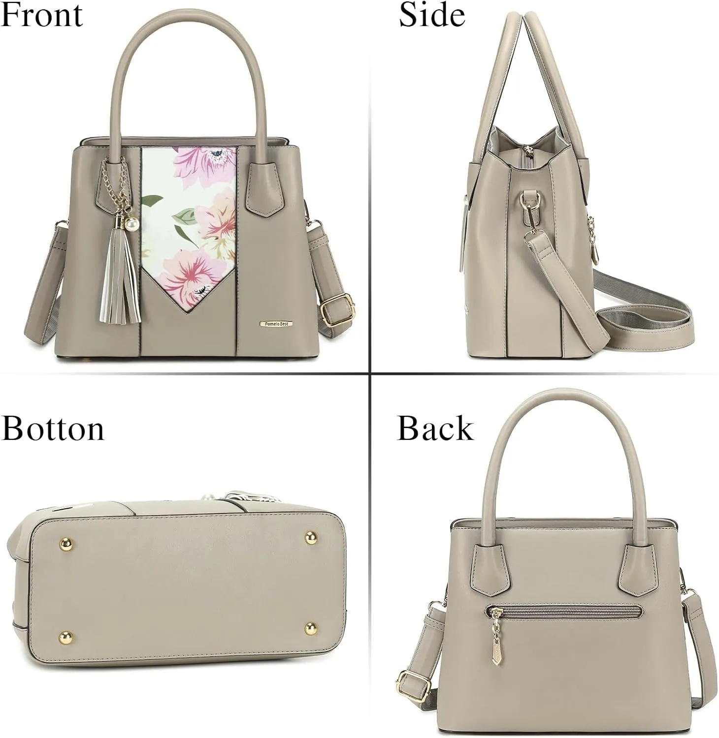 Pomelo Best Satchel bags for women with Random Flowers, Purses and Handbags for Women Shoulder Bag Top Handle Satchel
