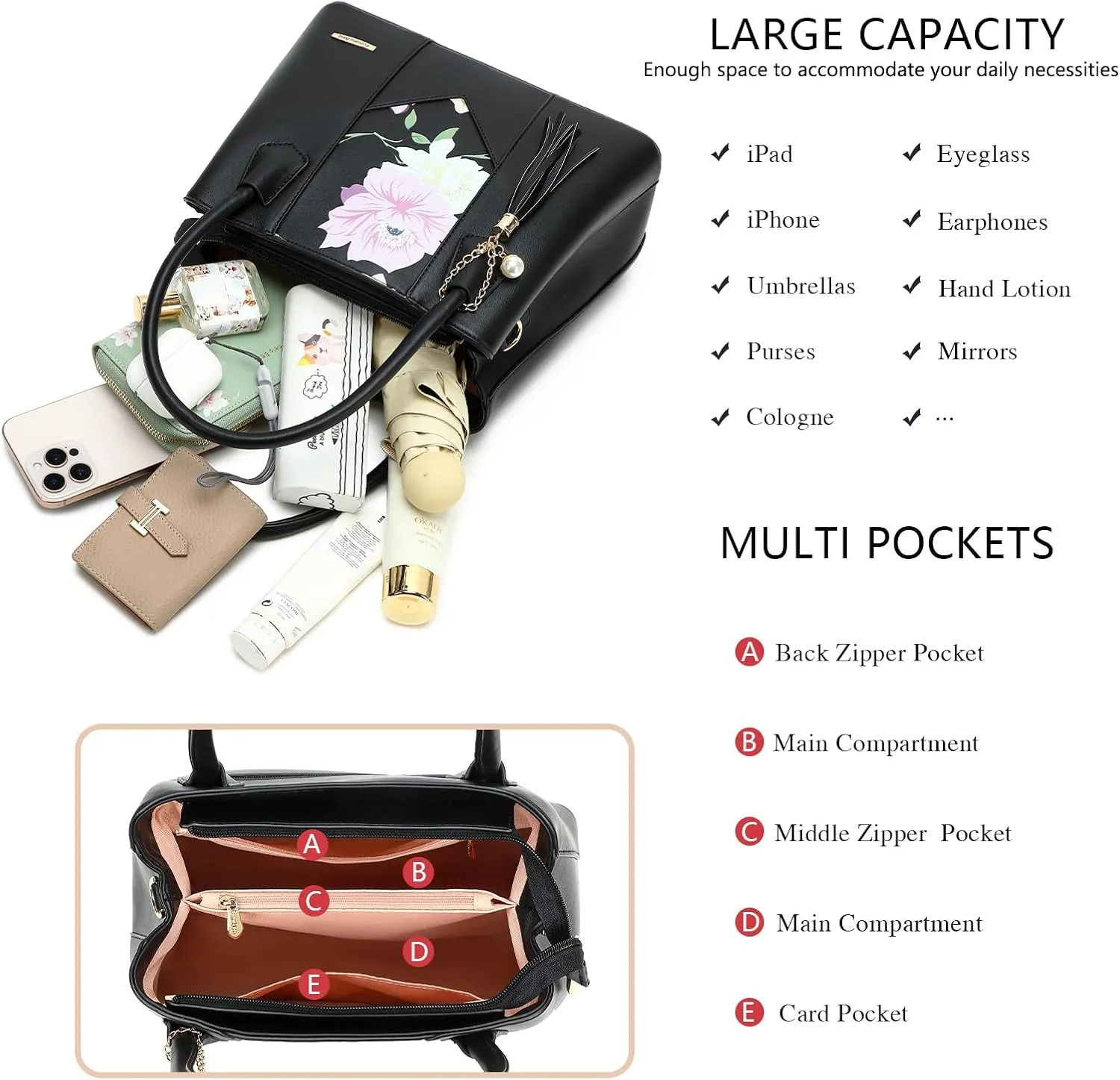 Pomelo Best Satchel bags for women with Random Flowers, Purses and Handbags for Women Shoulder Bag Top Handle Satchel
