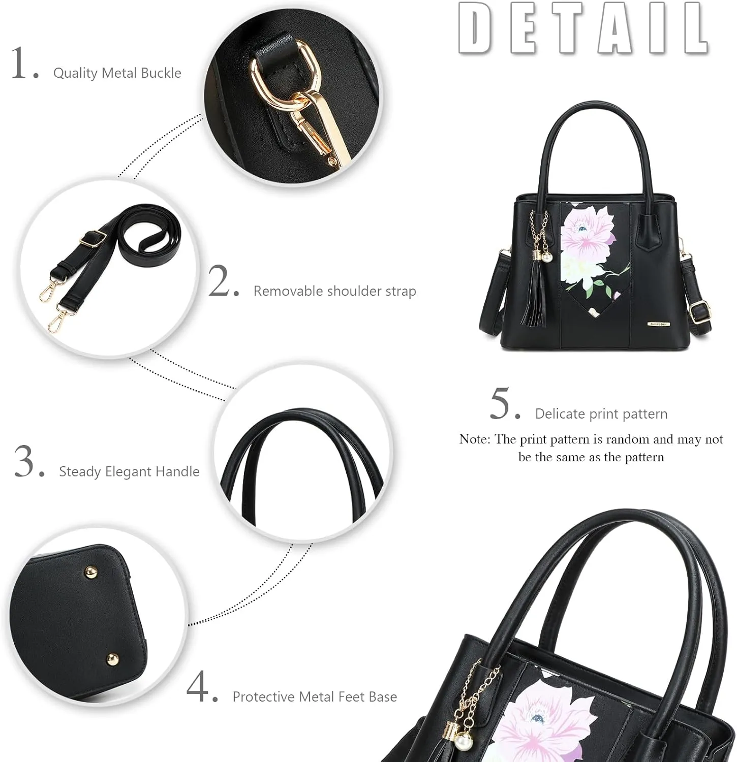 Pomelo Best Satchel bags for women with Random Flowers, Purses and Handbags for Women Shoulder Bag Top Handle Satchel