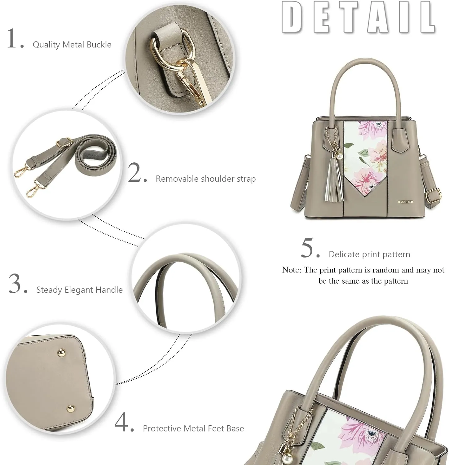 Pomelo Best Satchel bags for women with Random Flowers, Purses and Handbags for Women Shoulder Bag Top Handle Satchel