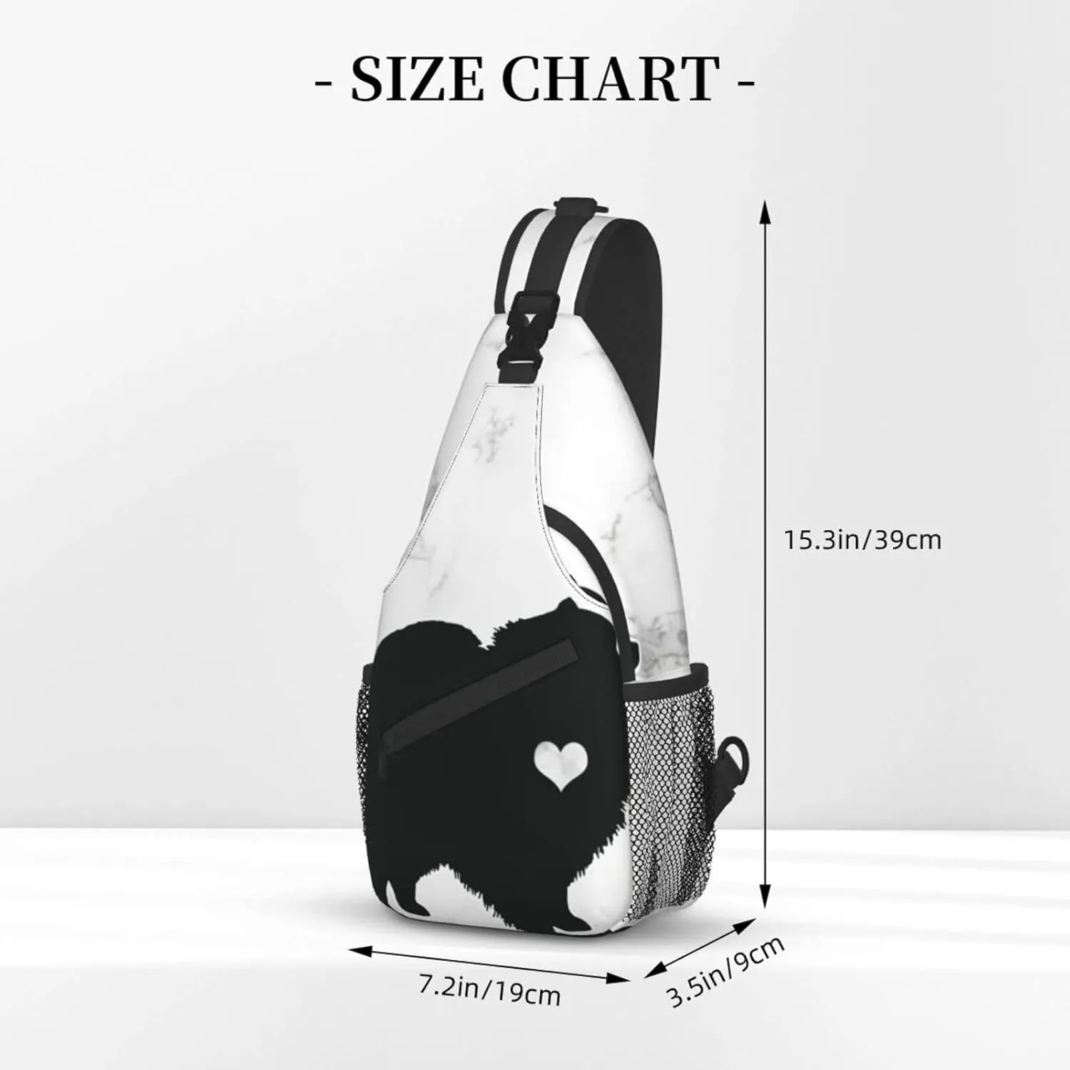 Pomeranian Dog Silhouette Chest Bag Shoulder Bag, Cute Animals Sling Backpack Casual Travel Bag For Men And Women
