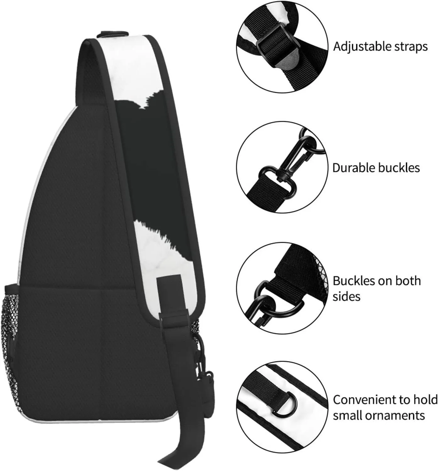 Pomeranian Dog Silhouette Chest Bag Shoulder Bag, Cute Animals Sling Backpack Casual Travel Bag For Men And Women