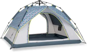 Pop Up Tent, Family Tent for 4 Person, Portable Instant Tent, Waterproof Windproof for Camping Hiking Mountaineering
