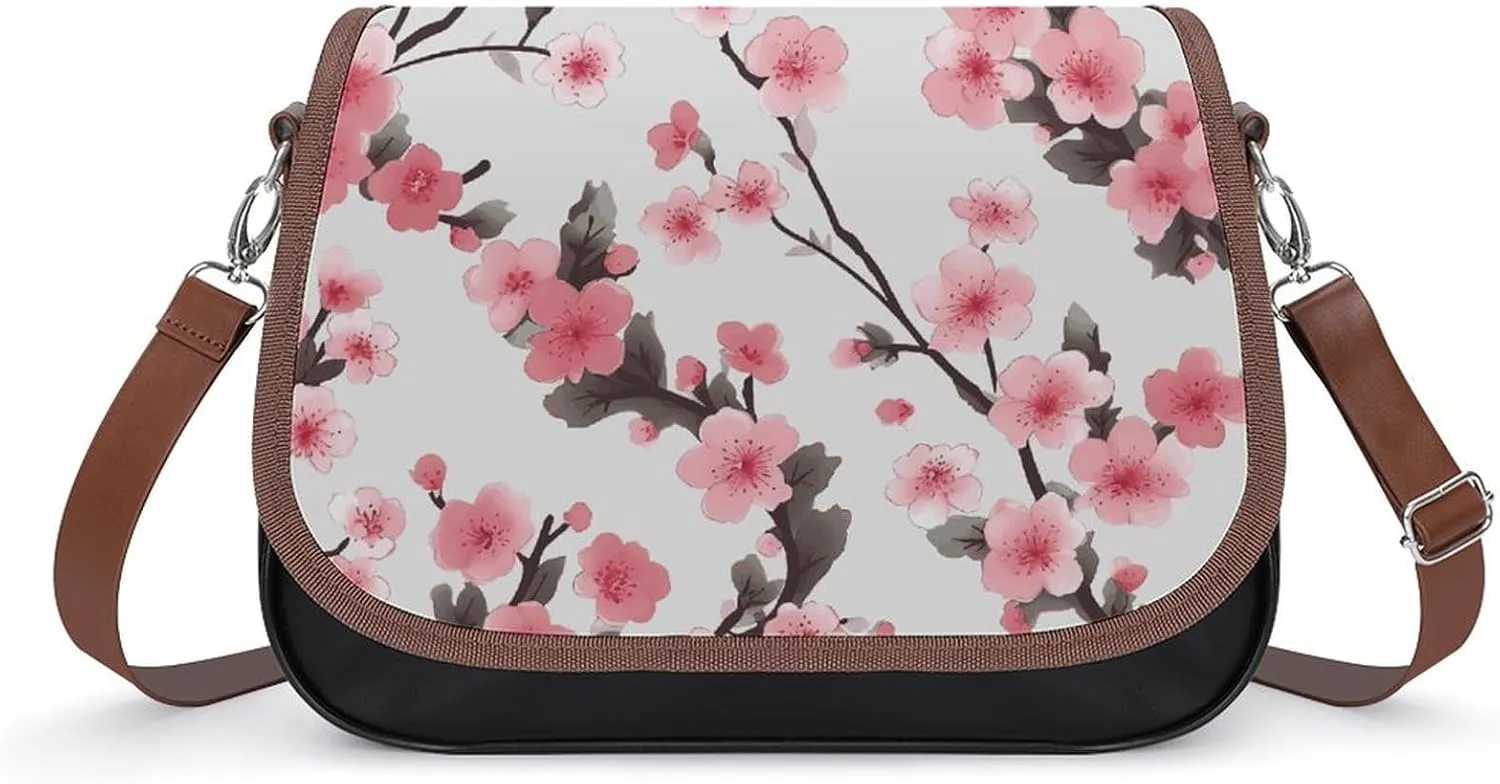 Poppy Flowers Print Crossbody Bags for Women Travel Shoulder Bag Small Leather Cross Body Handbags