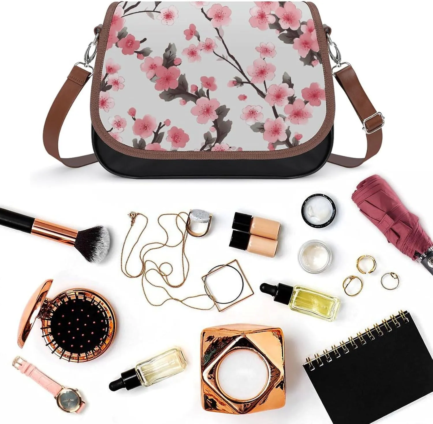 Poppy Flowers Print Crossbody Bags for Women Travel Shoulder Bag Small Leather Cross Body Handbags