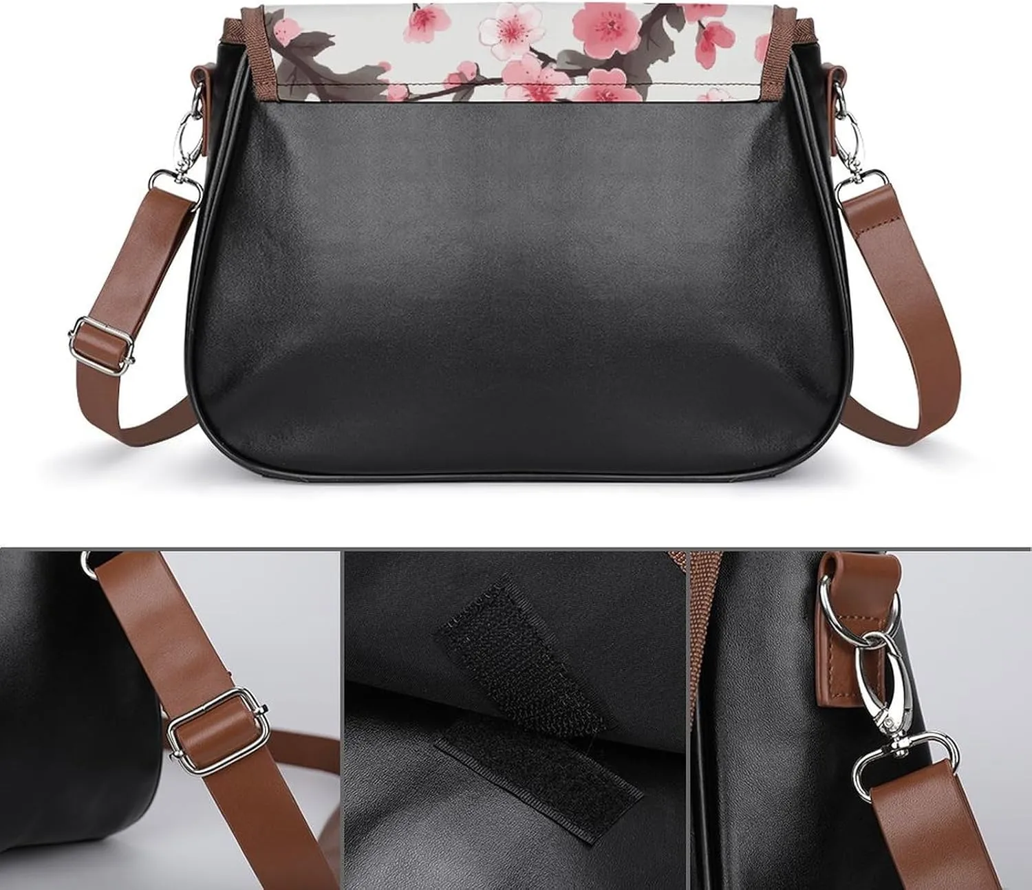 Poppy Flowers Print Crossbody Bags for Women Travel Shoulder Bag Small Leather Cross Body Handbags
