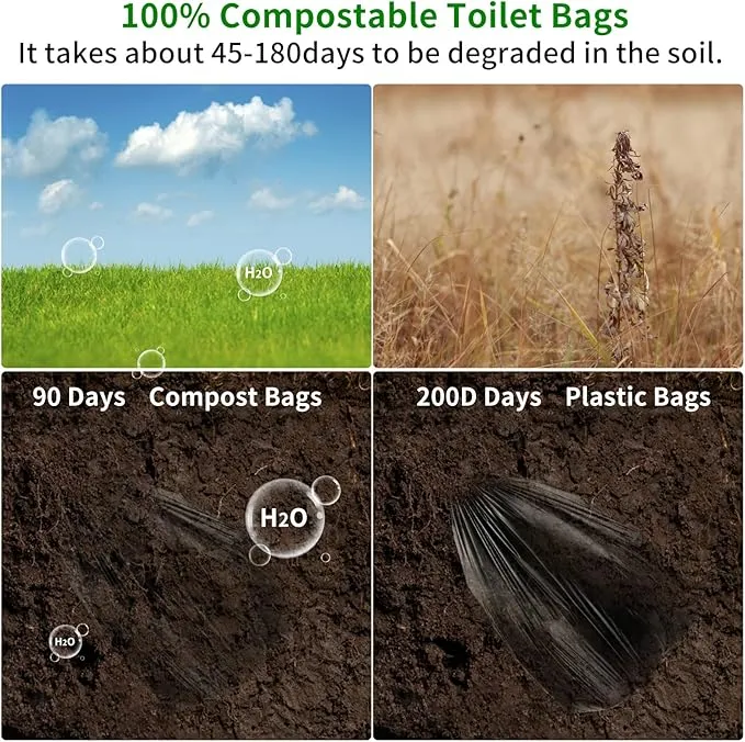 Portable Toilet Bags for Camping, Biodegradable Porta Potty Bags 8 Gallon Thickened Toilet Waste Bags for 5 Gallon Bucket Toilet