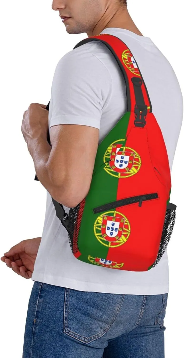 Portugal Portuguese Flag Chest Sling Bag Crossbody Shoulder Backpack Bag Gym Cycling Daypack Travel Hiking Cross Bag