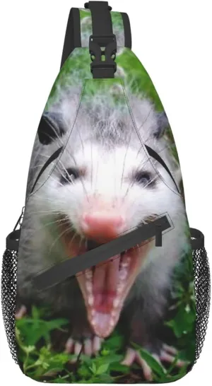 Possum Hissing Chest Bag Shoulder Bag, Animal Sling Backpack Casual Travel Bag For Men And Women