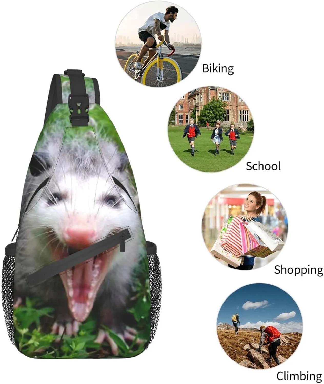 Possum Hissing Chest Bag Shoulder Bag, Animal Sling Backpack Casual Travel Bag For Men And Women