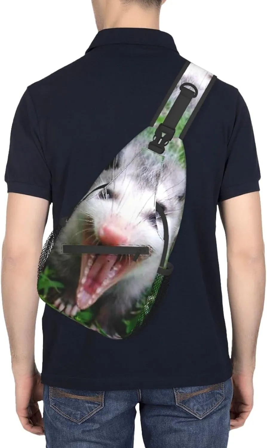 Possum Hissing Chest Bag Shoulder Bag, Animal Sling Backpack Casual Travel Bag For Men And Women