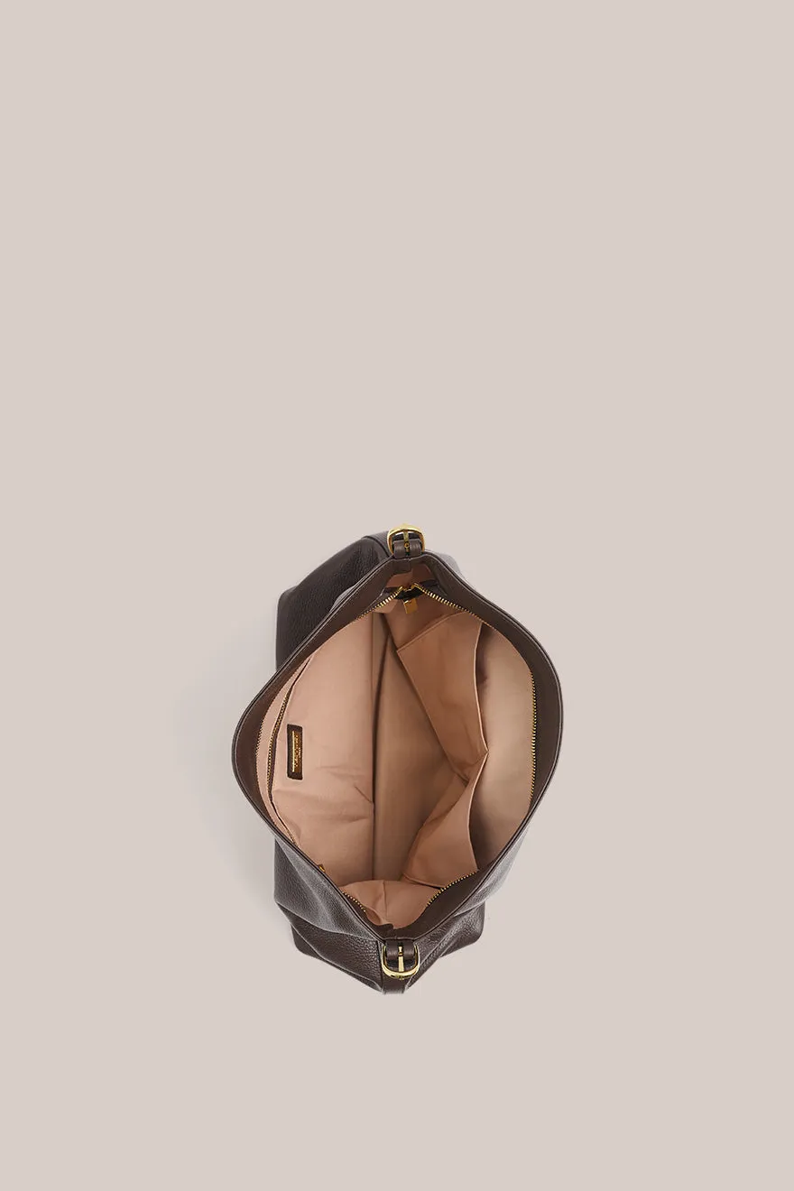 Pre Order: Serena Dark Chocolate Leather Hobo Bag