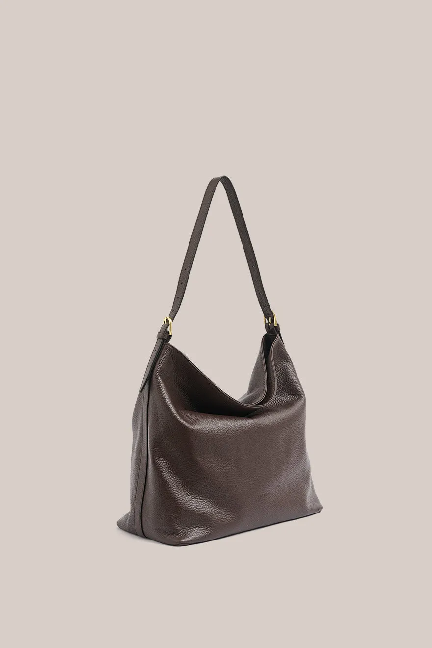 Pre Order: Serena Dark Chocolate Leather Hobo Bag