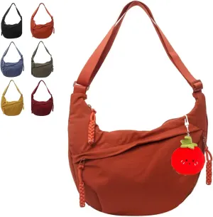Preferable Crossbody Bag, 2025 New Fashion Fashion Plain Color Nylon Crossbody Bags,Large Capacity Travel Dumpling Bag