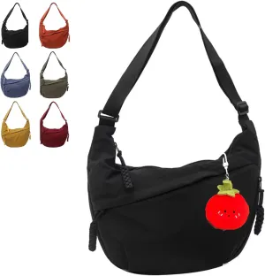Preferable Crossbody Bag, 2025 New Fashion Fashion Plain Color Nylon Crossbody Bags,Large Capacity Travel Dumpling Bag
