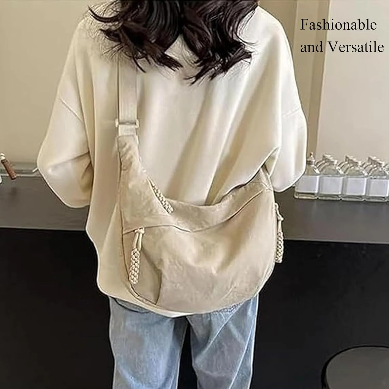 Preferable Crossbody Bag, 2025 New Plain Color Nylon Crescent Crossbody Bag for Women, Suitable for Travel