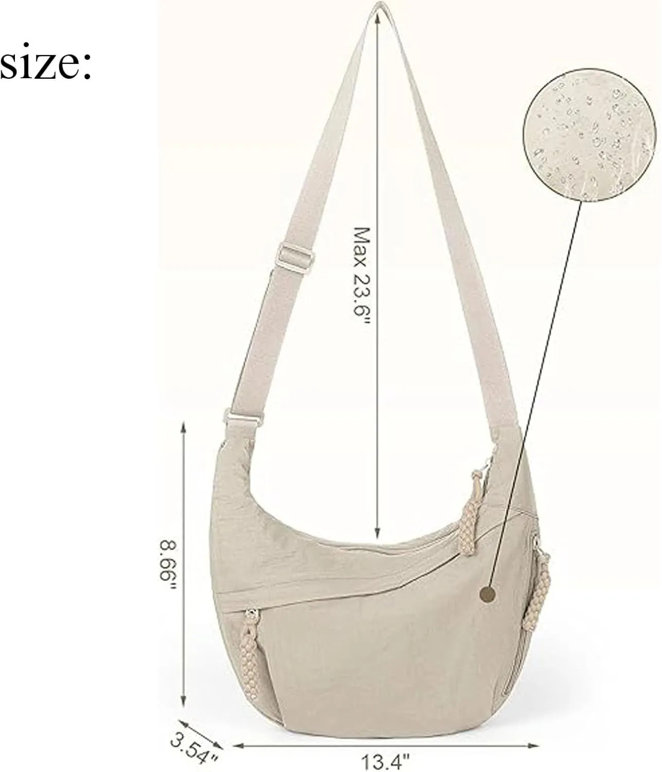 Preferable Crossbody Bag, 2025 New Plain Color Nylon Crescent Crossbody Bag for Women, Suitable for Travel