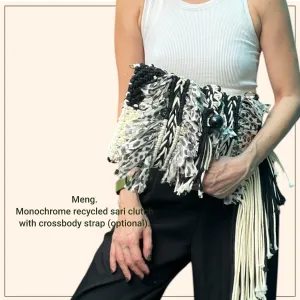 Priya - Monochrome Macrame Clutch & Shoulder Bag