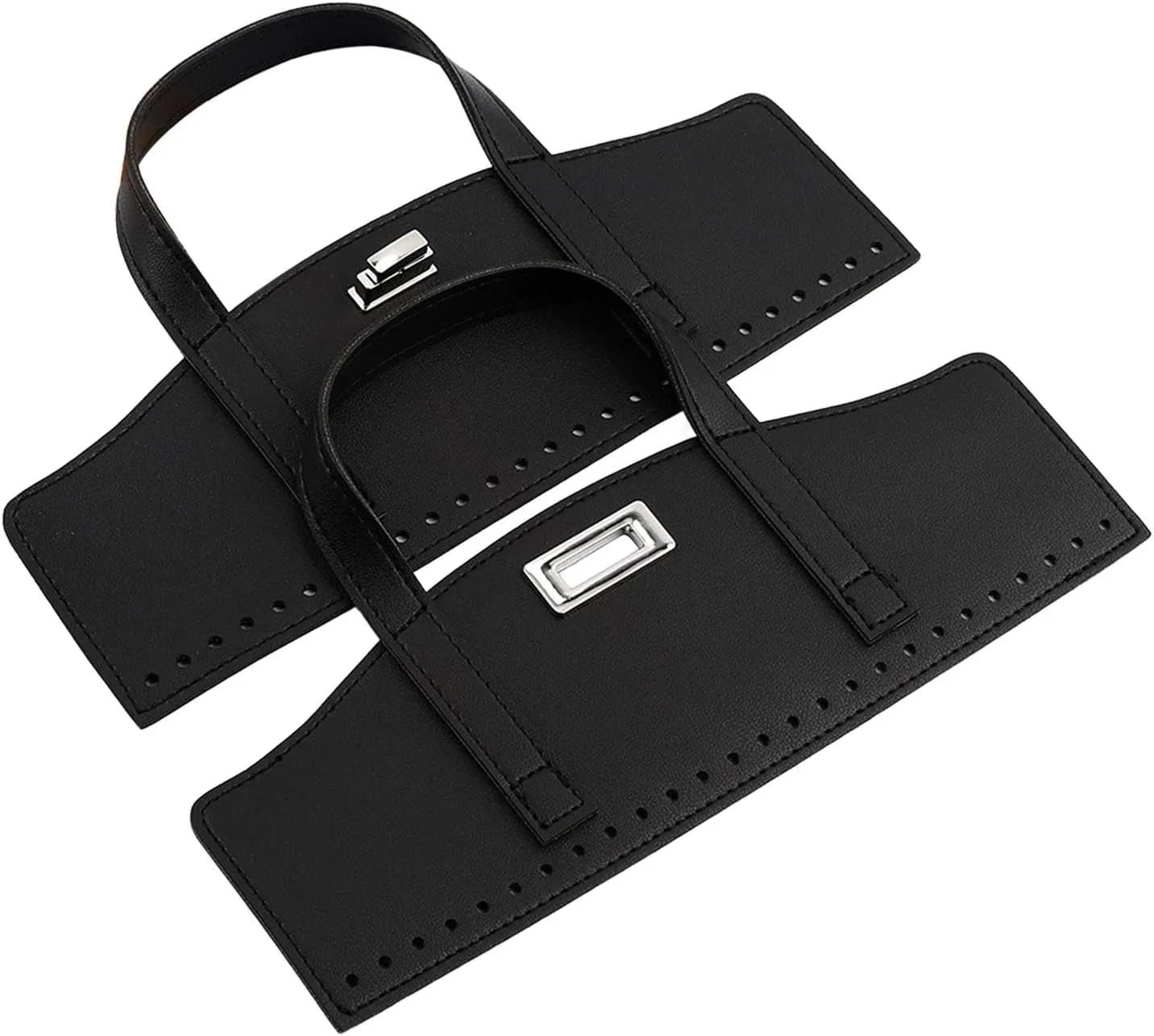 PU Leather Bag Straps with Turn Lock with Holes for DIY Bag Crochet, Bag Handles for DIY Purse Handbag Making Supplies, Black