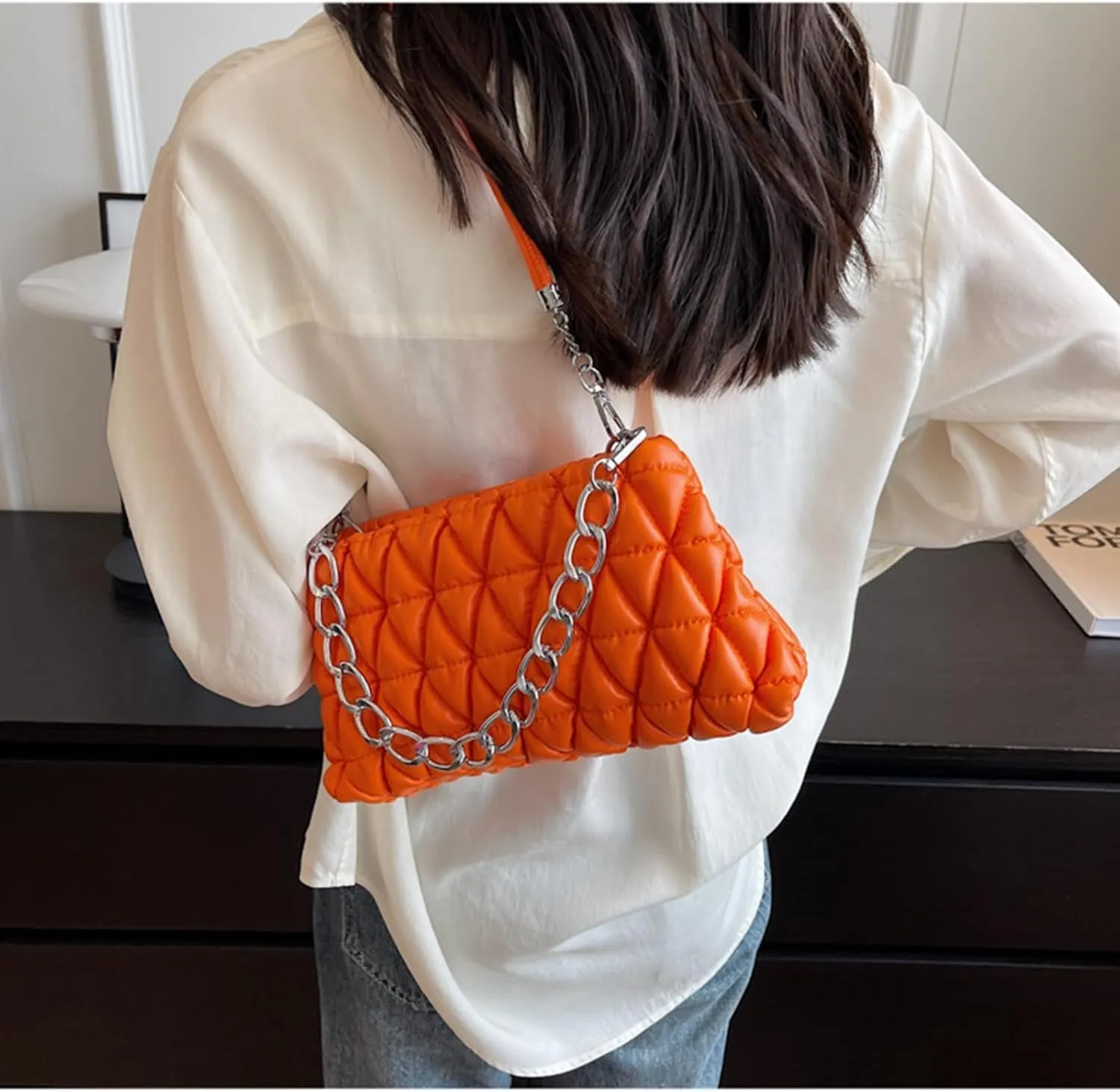 PU Leather Crossbody Bag Ladies Shoulder Top Handle Chain Bags Handbag Purse Evening Bag