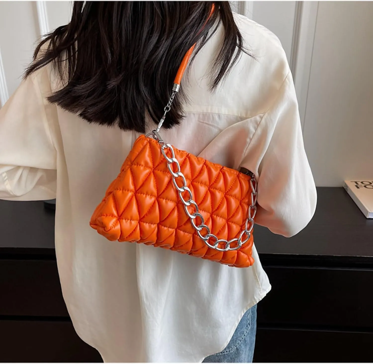 PU Leather Crossbody Bag Ladies Shoulder Top Handle Chain Bags Handbag Purse Evening Bag