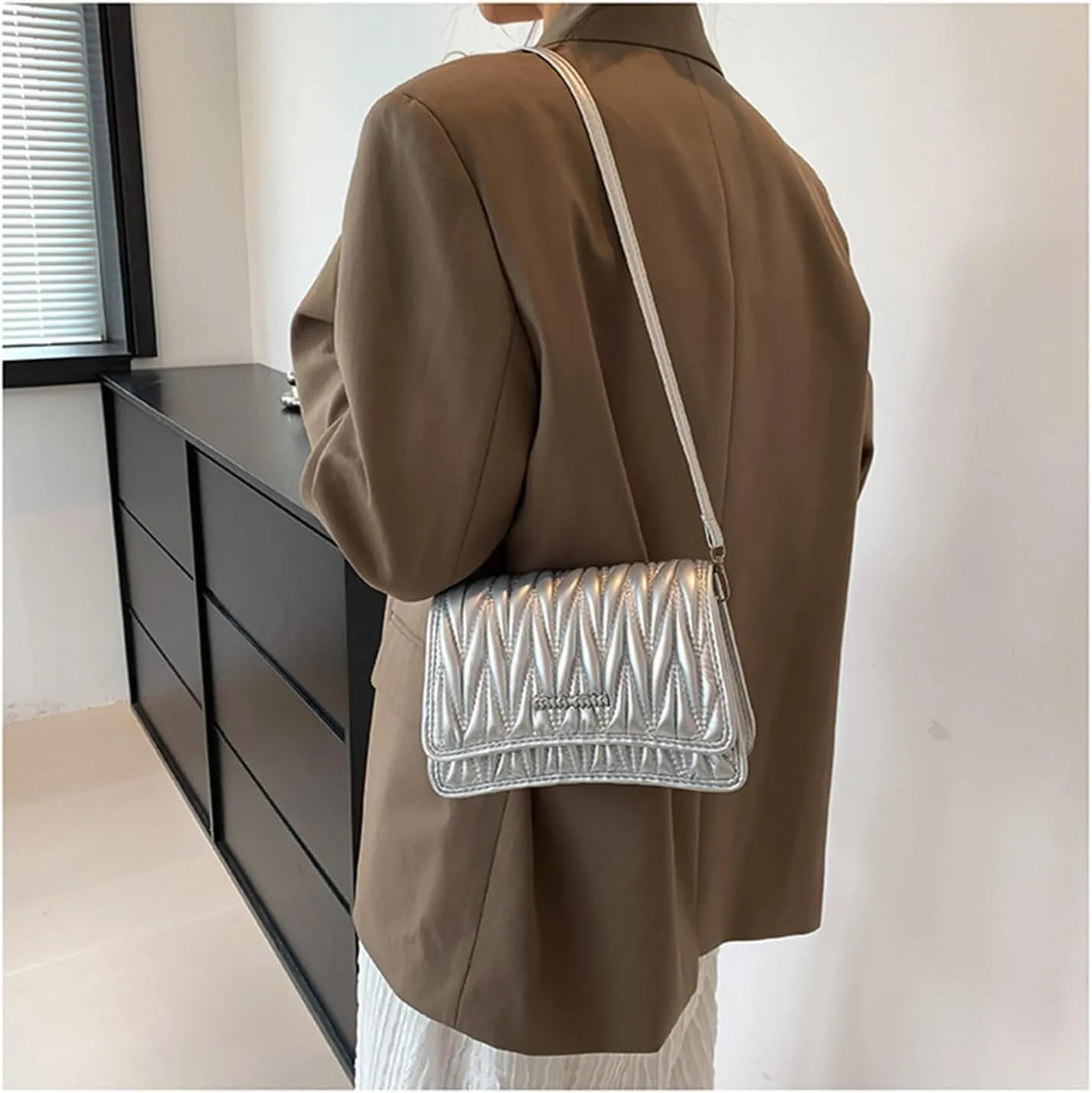PU Leather Crossbody Bag Shoulder Bag for Women Flap Purse with Adjustable Strap Satchel Bag for Work Travel