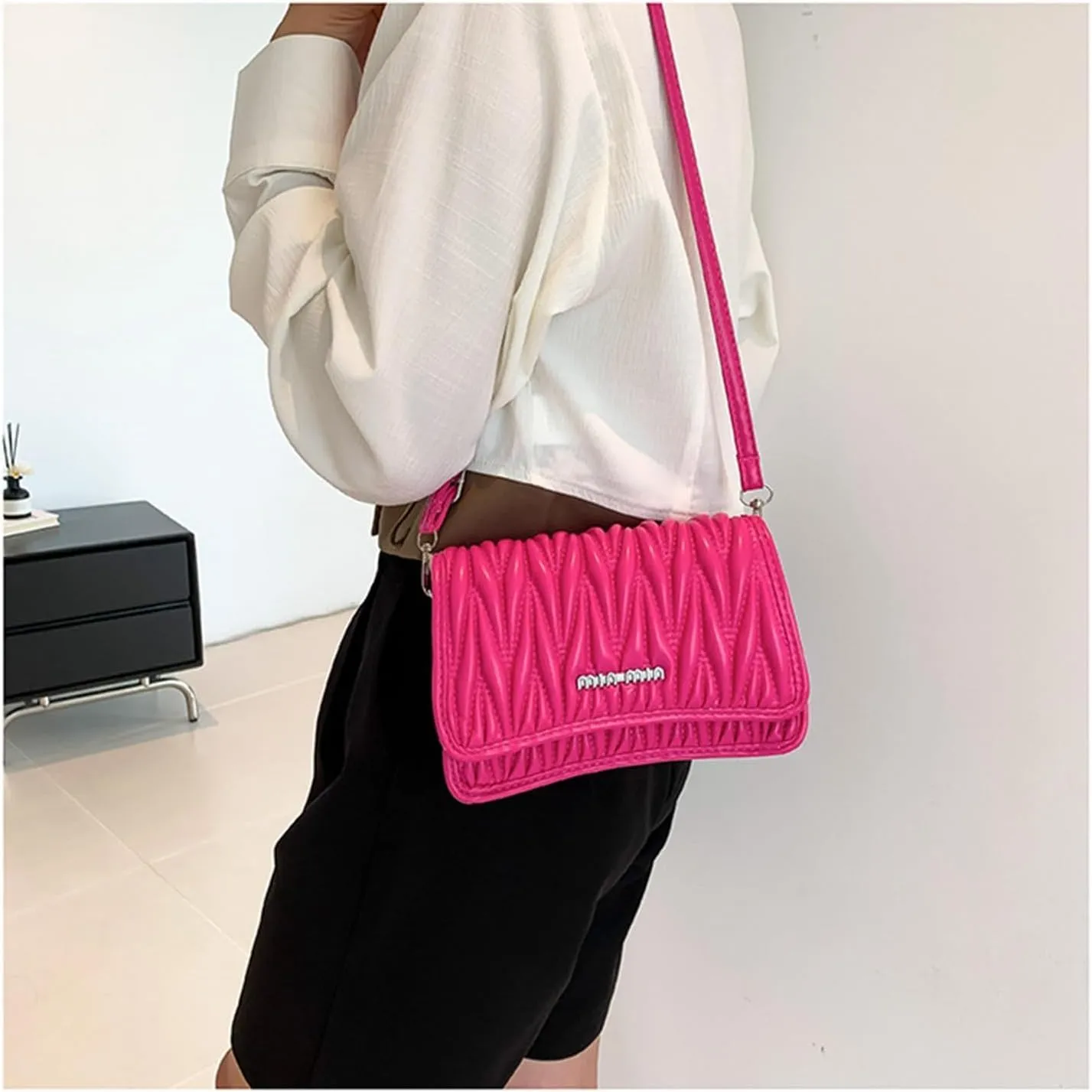 PU Leather Crossbody Bag Shoulder Bag for Women Flap Purse with Adjustable Strap Satchel Bag for Work Travel