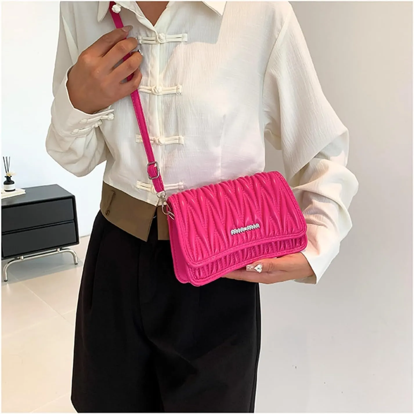 PU Leather Crossbody Bag Shoulder Bag for Women Flap Purse with Adjustable Strap Satchel Bag for Work Travel