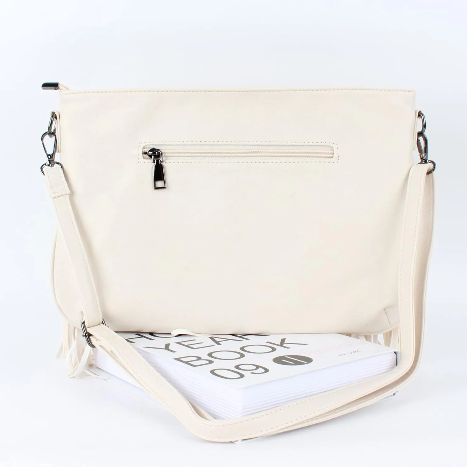 PU Leather Fringe Hobo Bag Large Studded Handbag Crossbody Bag for Women