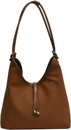 PU Suede Tote Bag Women 2025 Vintage Fall Winter Commuter Shoulder Handbag Bucket Bag Retro Dull Polish