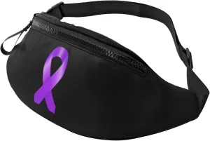 Purple Awareness Ribbon Pancreatic Cancer Crossbody waist bag, casual chest bag