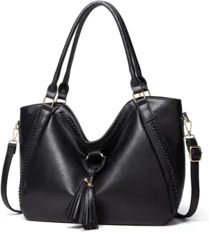 Purse Large Top Handle Handbag with Tassels Women’s Tote Shoulder Leather Hobo