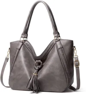 Purse Large Top Handle Handbag with Tassels Women’s Tote Shoulder Leather Hobo