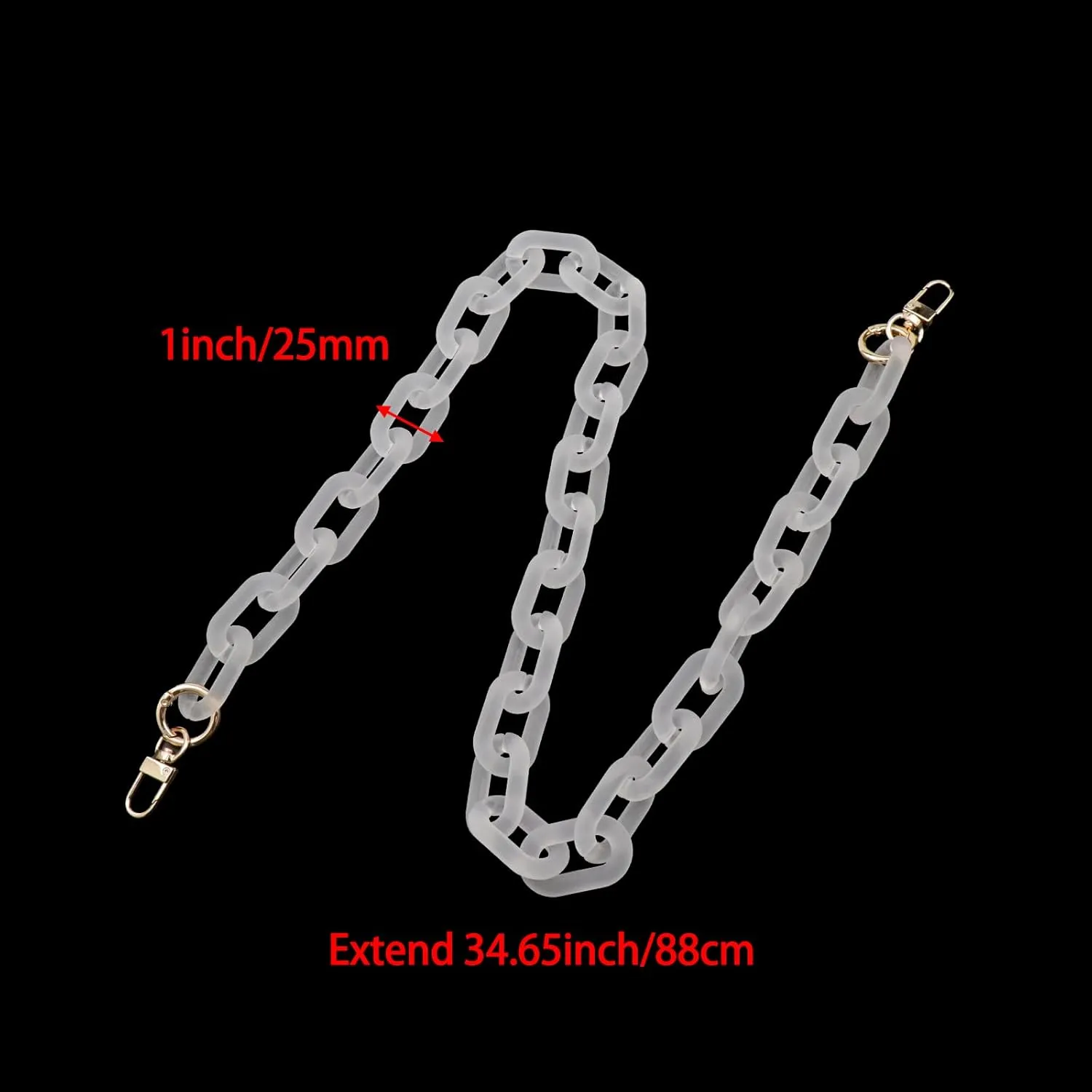 Purse Strap Bag Chain 34 Inch Resin Shoulder Strap Handbag Decoration Chain Bag Charms Accessories, Matter Clear